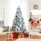 Costway 6ft Artificial Christmas Tree, Snow Flocked Hinged Xmas Tree w/ Pine Needles, Red Berries, Pine Cones & Metal Base